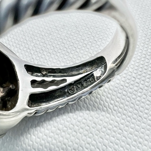 David Yurman Albion Hematite Moonlight Ice Diamond Ring - Picture 7 of 9